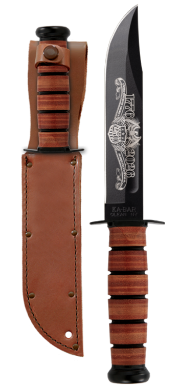 KA-BAR Leather Handled 250th Commemorative Fixed Blade
