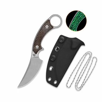 QSP Knife Brown Burlap Micarta Baby Viper Fixed Blade