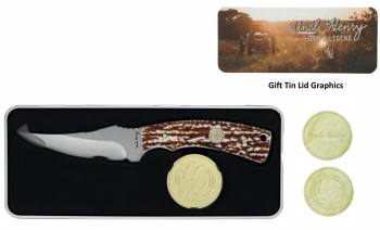 Schrade Uncle Henry Staglon Fixed Blade and Challenge Coin Combo Set